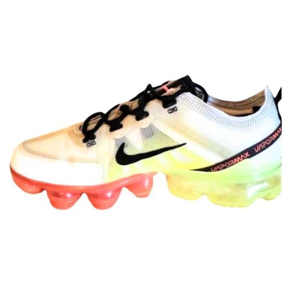 NIKE Air VaporMax 2019 'Pure Platinum Volt Crimson ' Running Shoes Size 7 - Picture 6 of 9